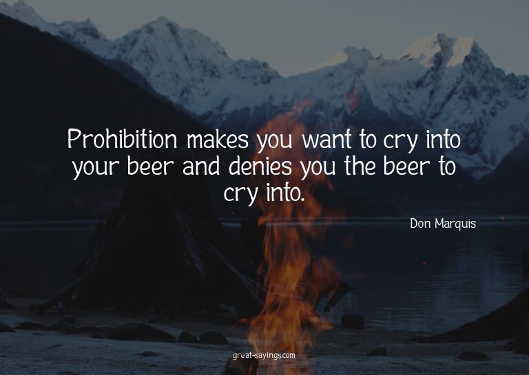 Prohibition makes you want to cry into your beer and de