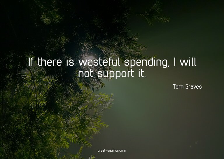 If there is wasteful spending, I will not support it.

