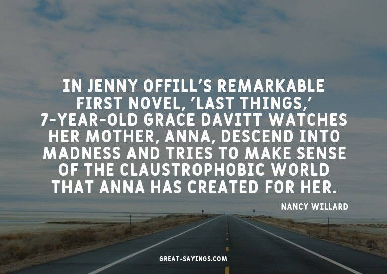 In Jenny Offill's remarkable first novel, 'Last Things,