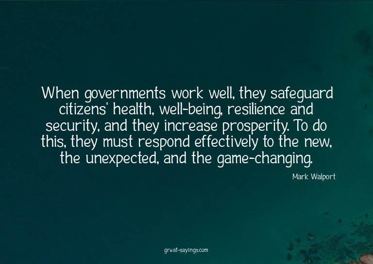 When governments work well, they safeguard citizens' he