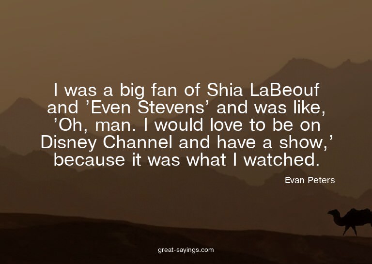 I was a big fan of Shia LaBeouf and 'Even Stevens' and