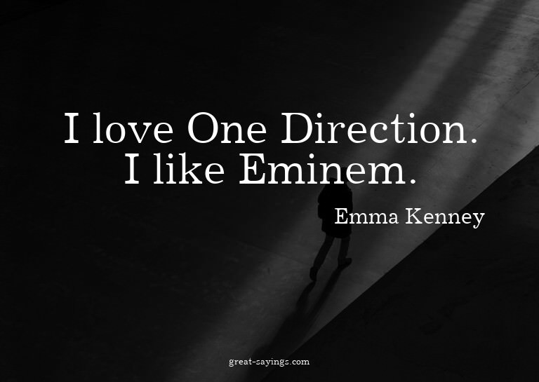 I love One Direction. I like Eminem.

