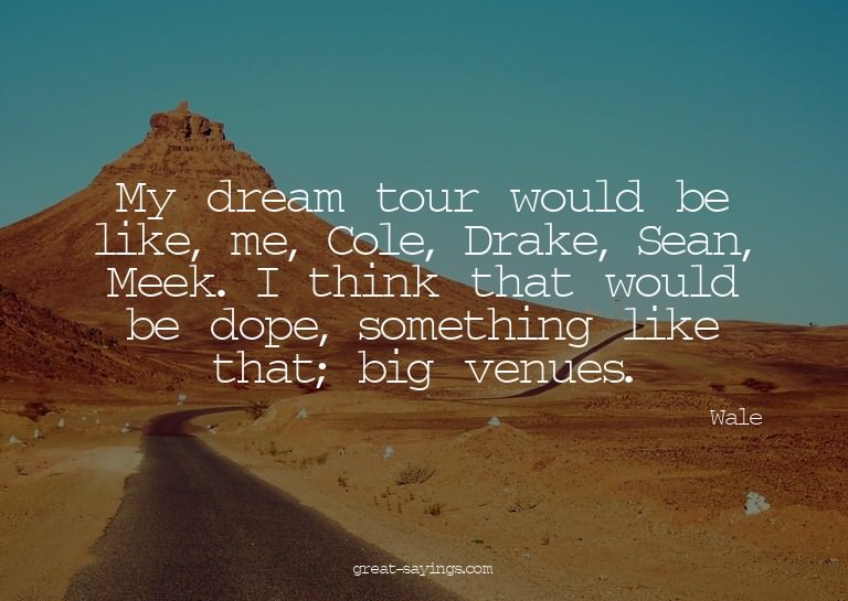 My dream tour would be like, me, Cole, Drake, Sean, Mee