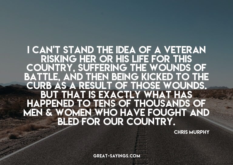 I can't stand the idea of a veteran risking her or his