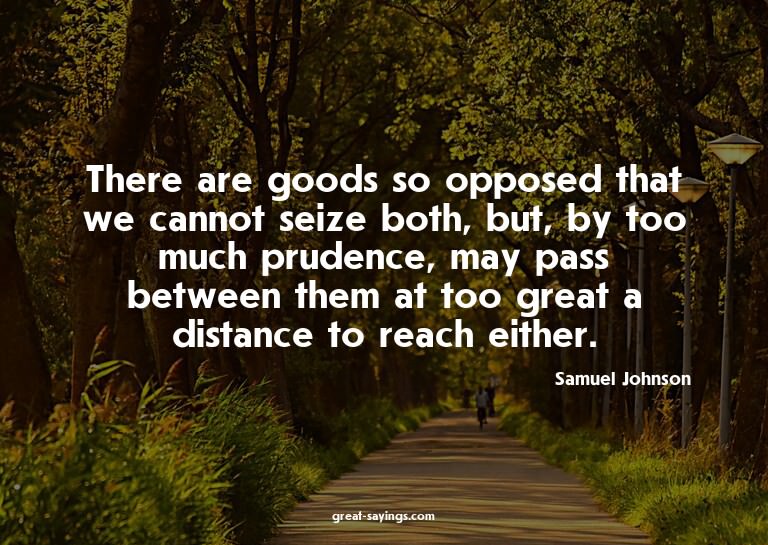 There are goods so opposed that we cannot seize both, b