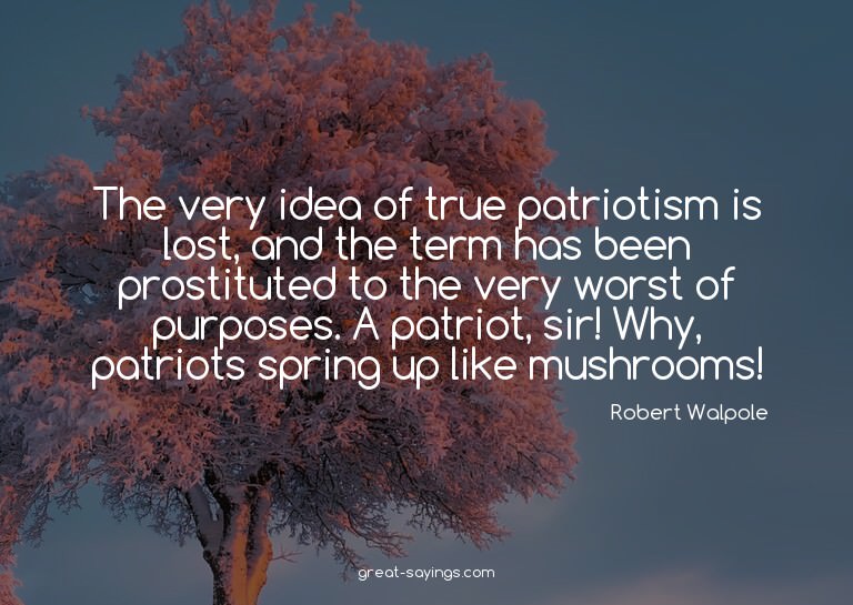 The very idea of true patriotism is lost, and the term