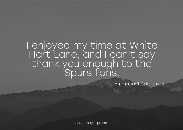 I enjoyed my time at White Hart Lane, and I can't say t