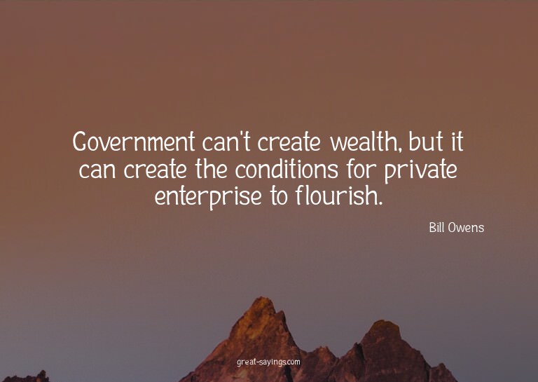Government can't create wealth, but it can create the c