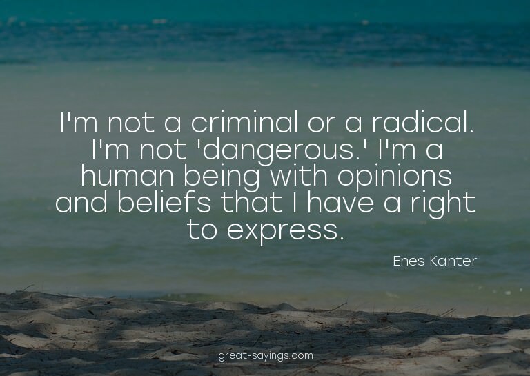 I'm not a criminal or a radical. I'm not 'dangerous.' I