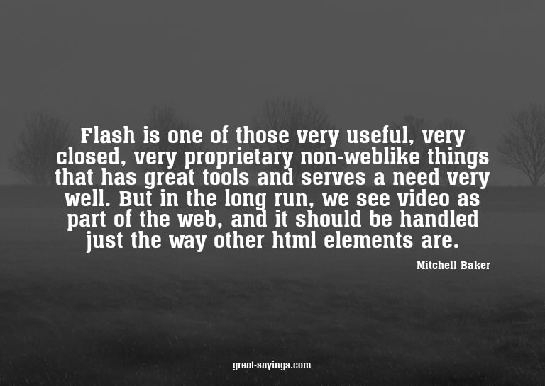 Flash is one of those very useful, very closed, very pr