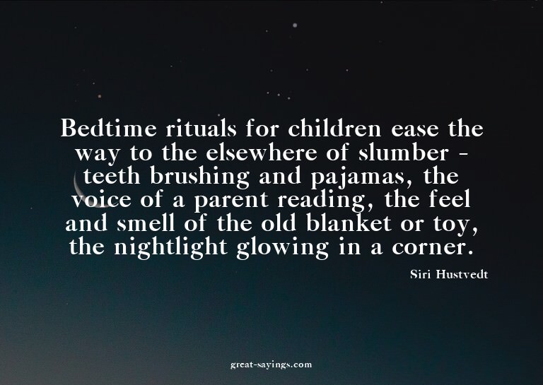 Bedtime rituals for children ease the way to the elsewh