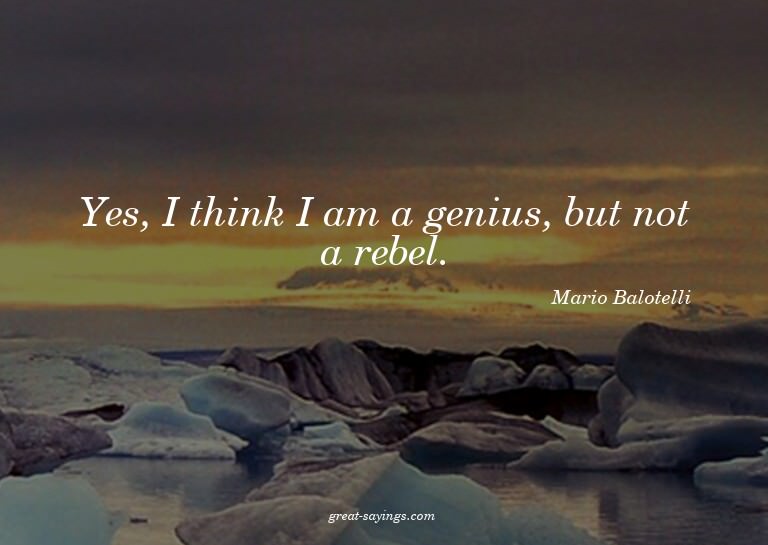 Yes, I think I am a genius, but not a rebel.


