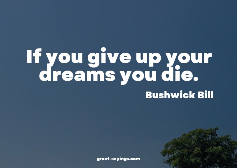 If you give up your dreams you die.

