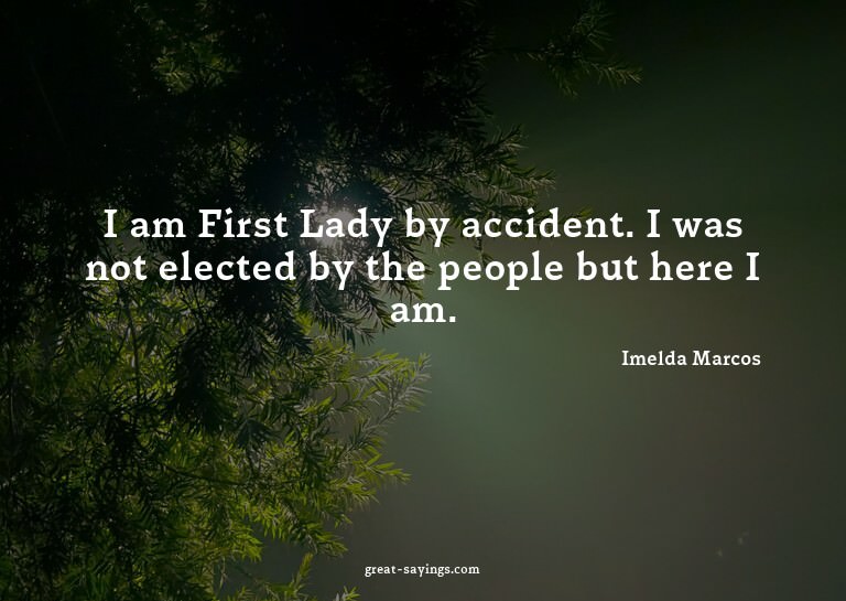 I am First Lady by accident. I was not elected by the p