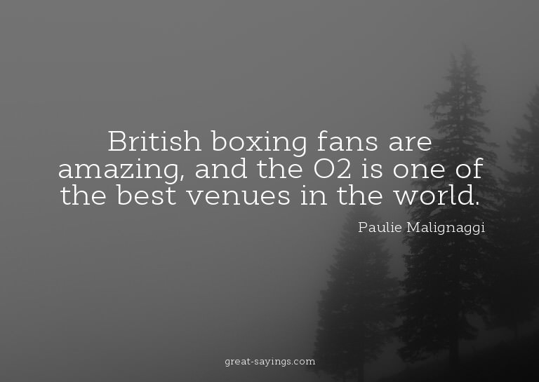British boxing fans are amazing, and the O2 is one of t