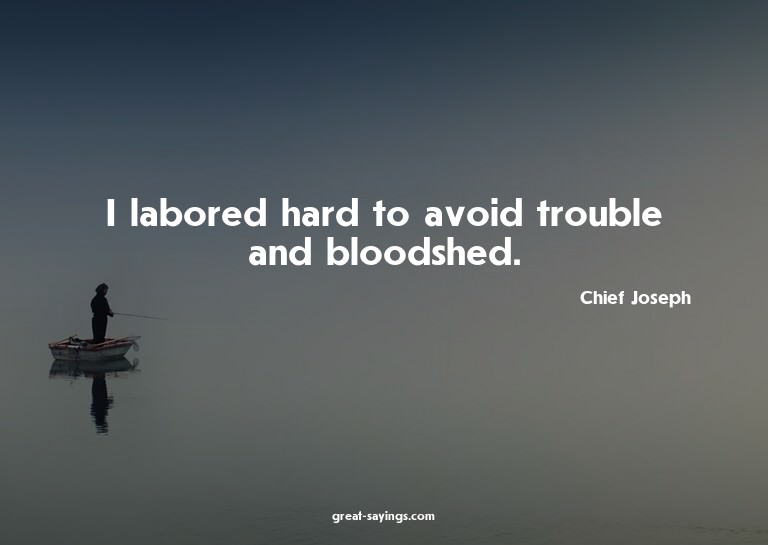 I labored hard to avoid trouble and bloodshed.

