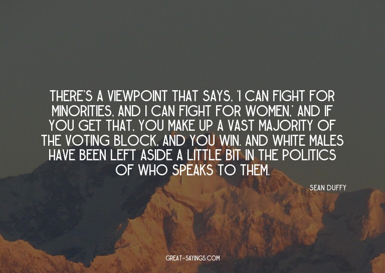There's a viewpoint that says, 'I can fight for minorit