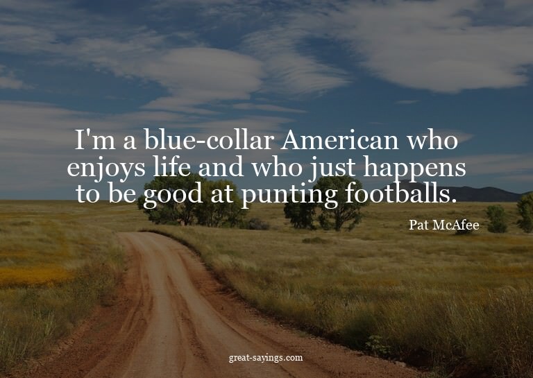 I'm a blue-collar American who enjoys life and who just