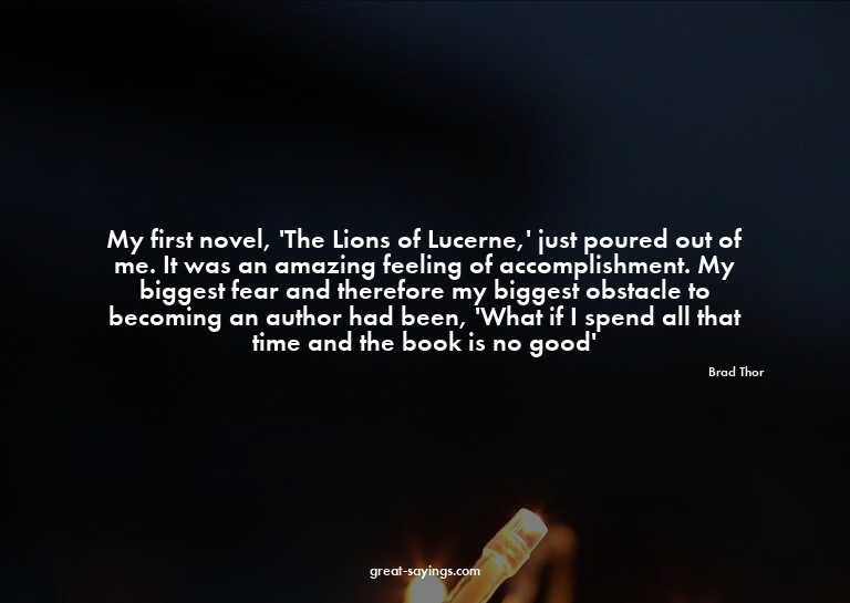 My first novel, 'The Lions of Lucerne,' just poured out