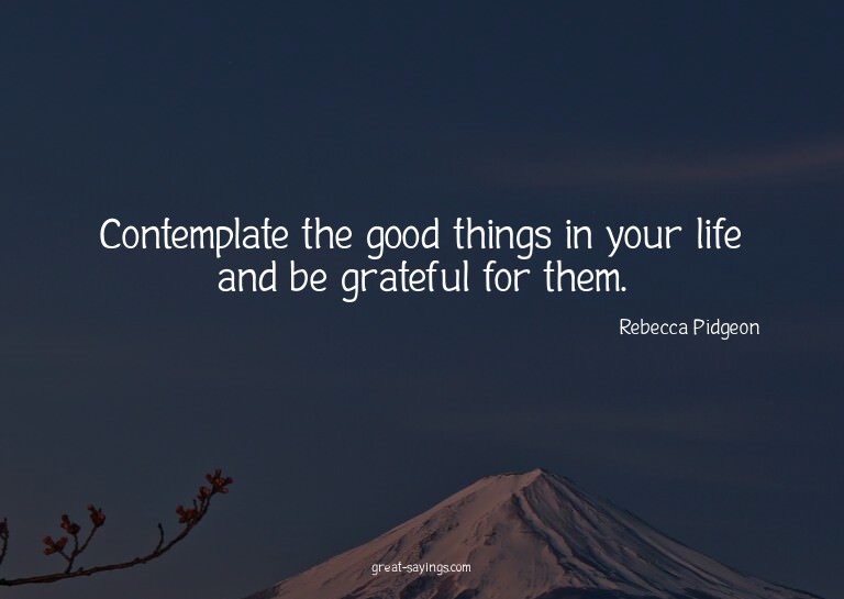 Contemplate the good things in your life and be gratefu