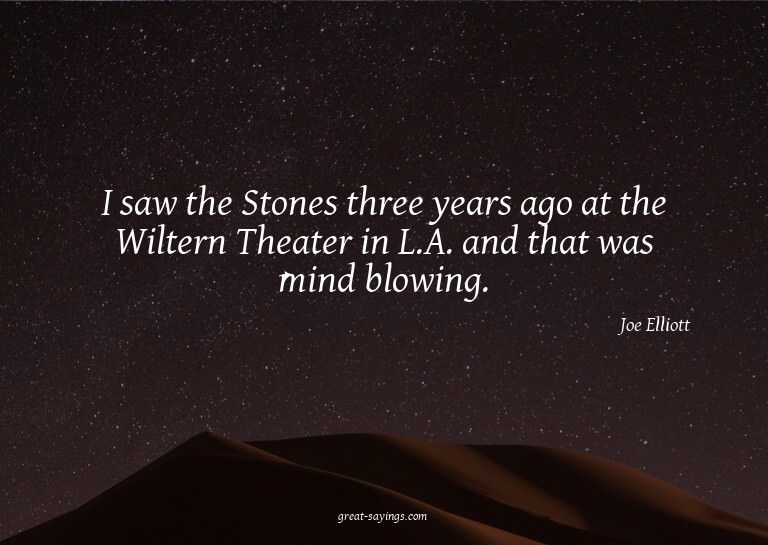 I saw the Stones three years ago at the Wiltern Theater