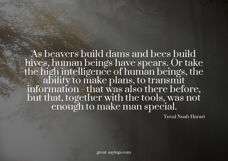 As beavers build dams and bees build hives, human being