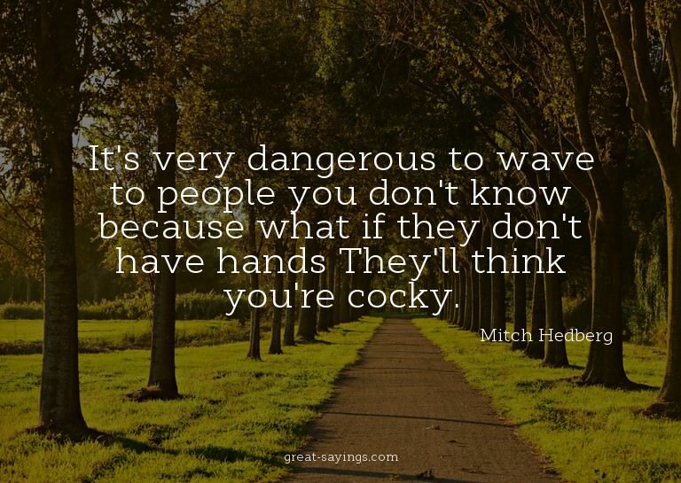 It's very dangerous to wave to people you don't know be