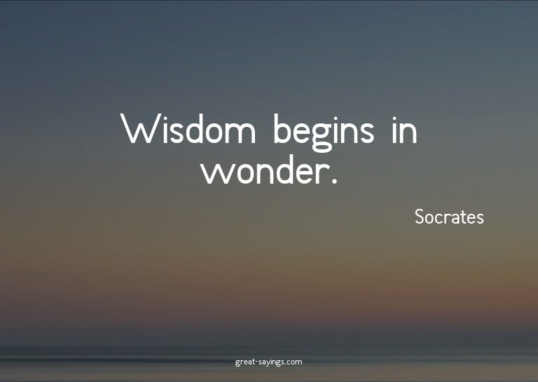 Wisdom begins in wonder.

