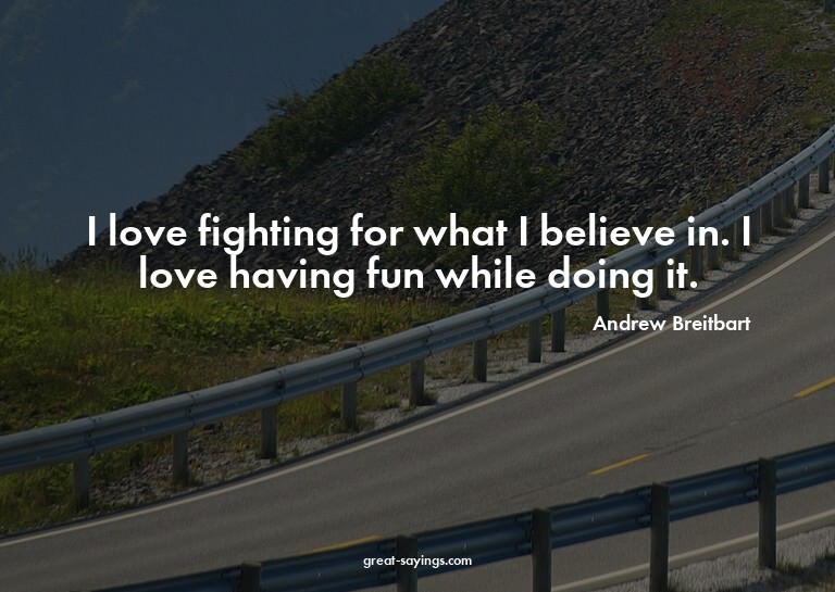 I love fighting for what I believe in. I love having fu