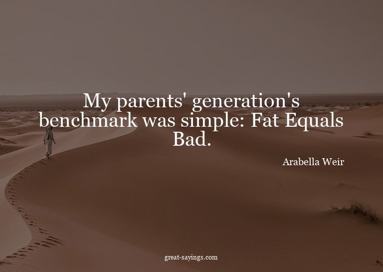 My parents' generation's benchmark was simple: Fat Equa