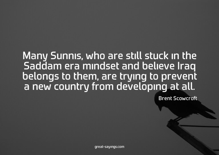 Many Sunnis, who are still stuck in the Saddam era mind