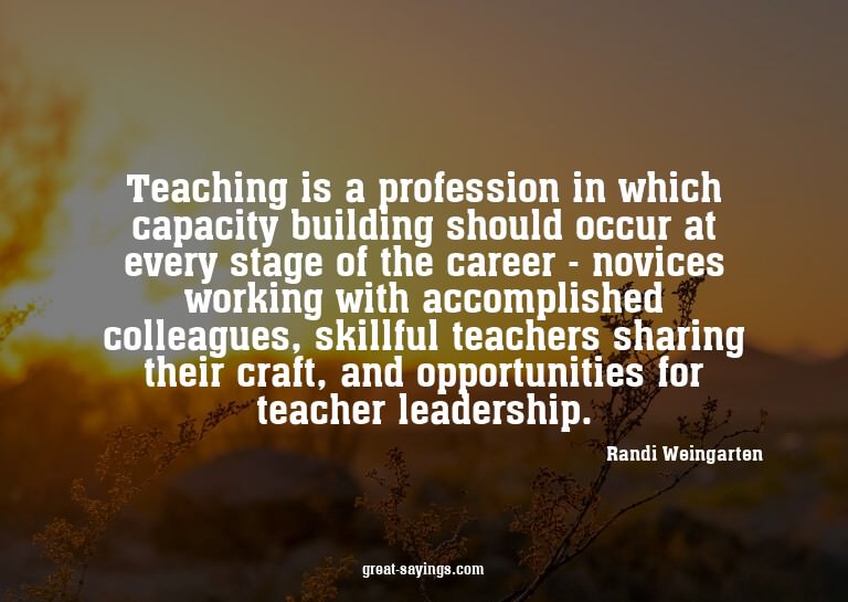 Teaching is a profession in which capacity building sho
