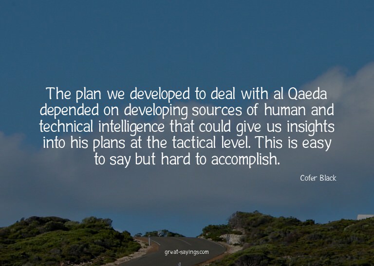 The plan we developed to deal with al Qaeda depended on