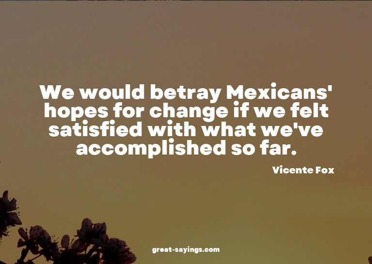 We would betray Mexicans' hopes for change if we felt s