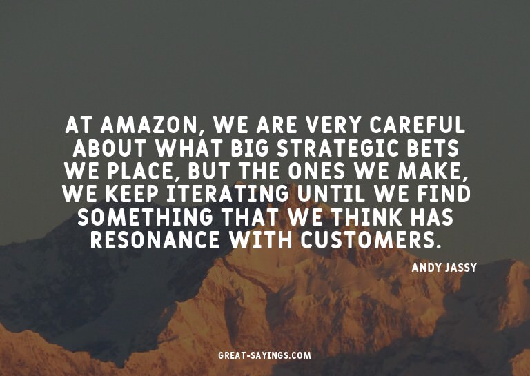 At Amazon, we are very careful about what big strategic