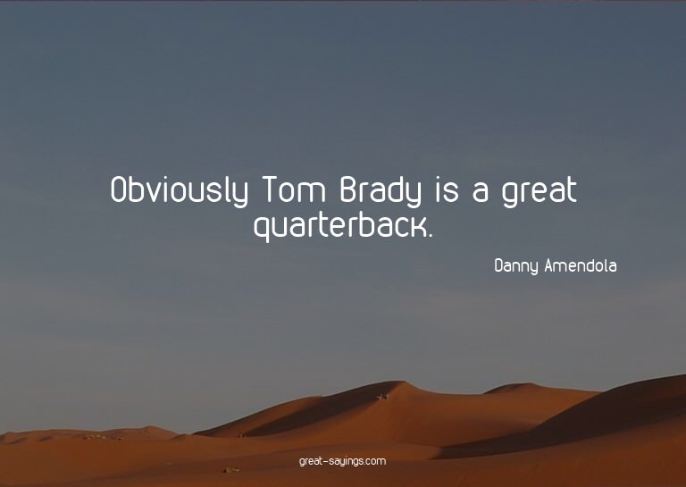 Obviously Tom Brady is a great quarterback.

