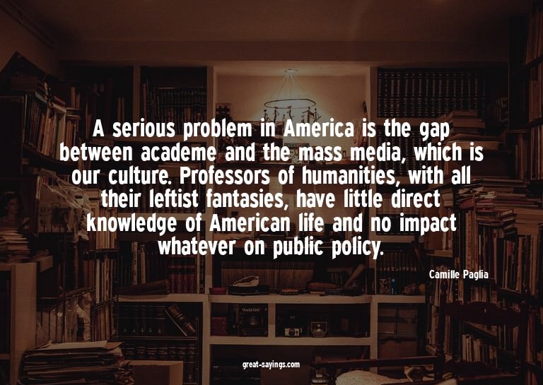 A serious problem in America is the gap between academe