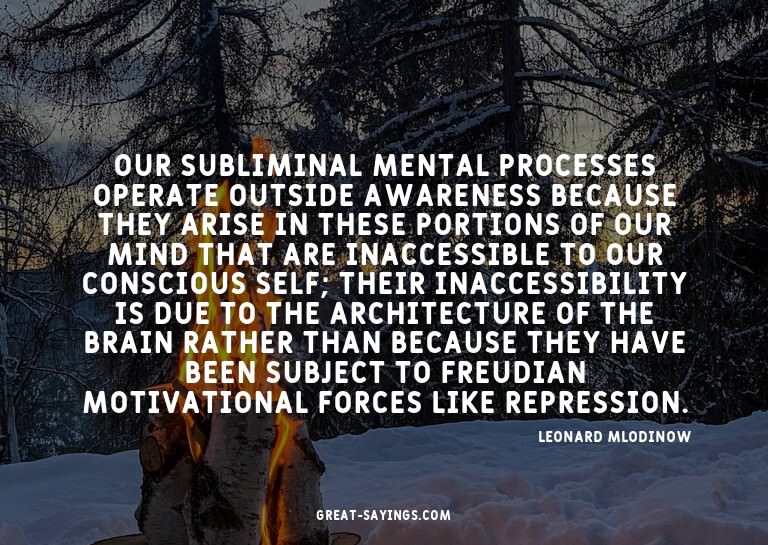 Our subliminal mental processes operate outside awarene