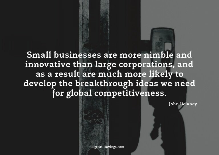 Small businesses are more nimble and innovative than la