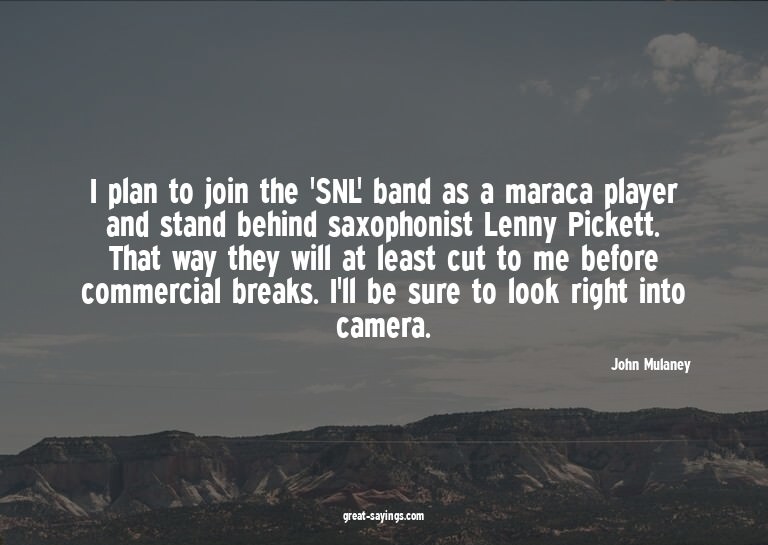 I plan to join the 'SNL' band as a maraca player and st