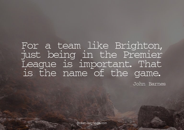 For a team like Brighton, just being in the Premier Lea