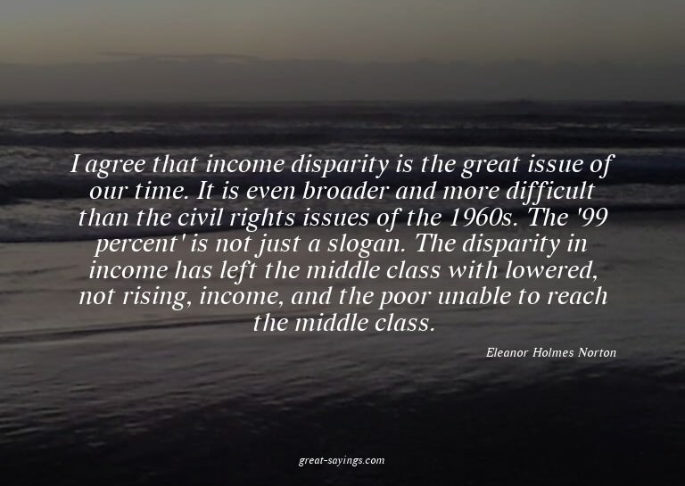 I agree that income disparity is the great issue of our