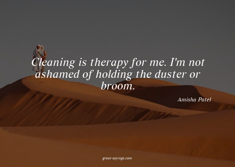 Cleaning is therapy for me. I'm not ashamed of holding