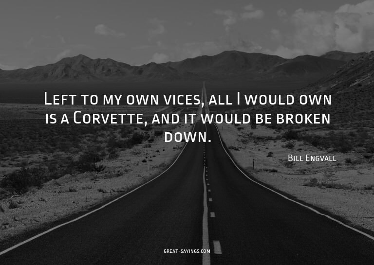 Left to my own vices, all I would own is a Corvette, an