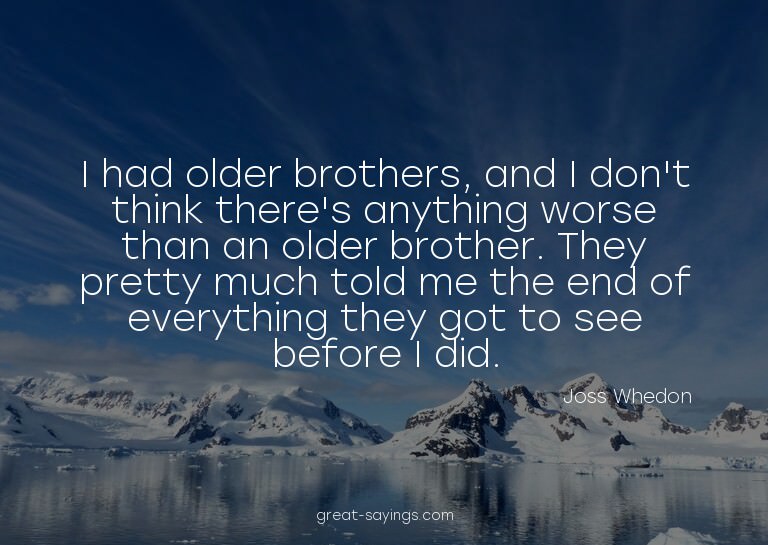 I had older brothers, and I don't think there's anythin
