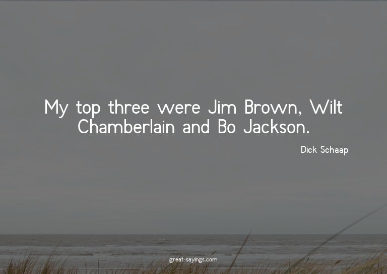 My top three were Jim Brown, Wilt Chamberlain and Bo Ja