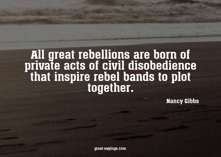 All great rebellions are born of private acts of civil