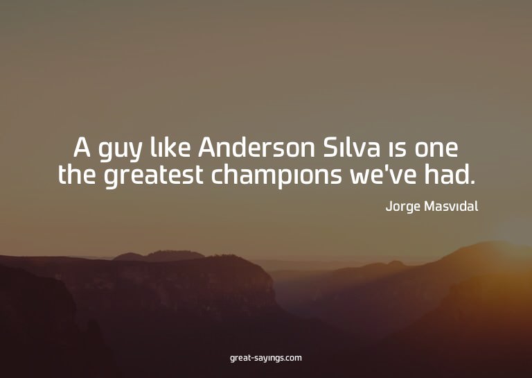A guy like Anderson Silva is one the greatest champions