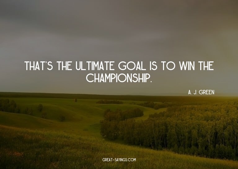 That's the ultimate goal is to win the championship.

