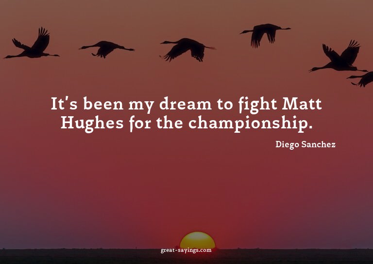 It's been my dream to fight Matt Hughes for the champio